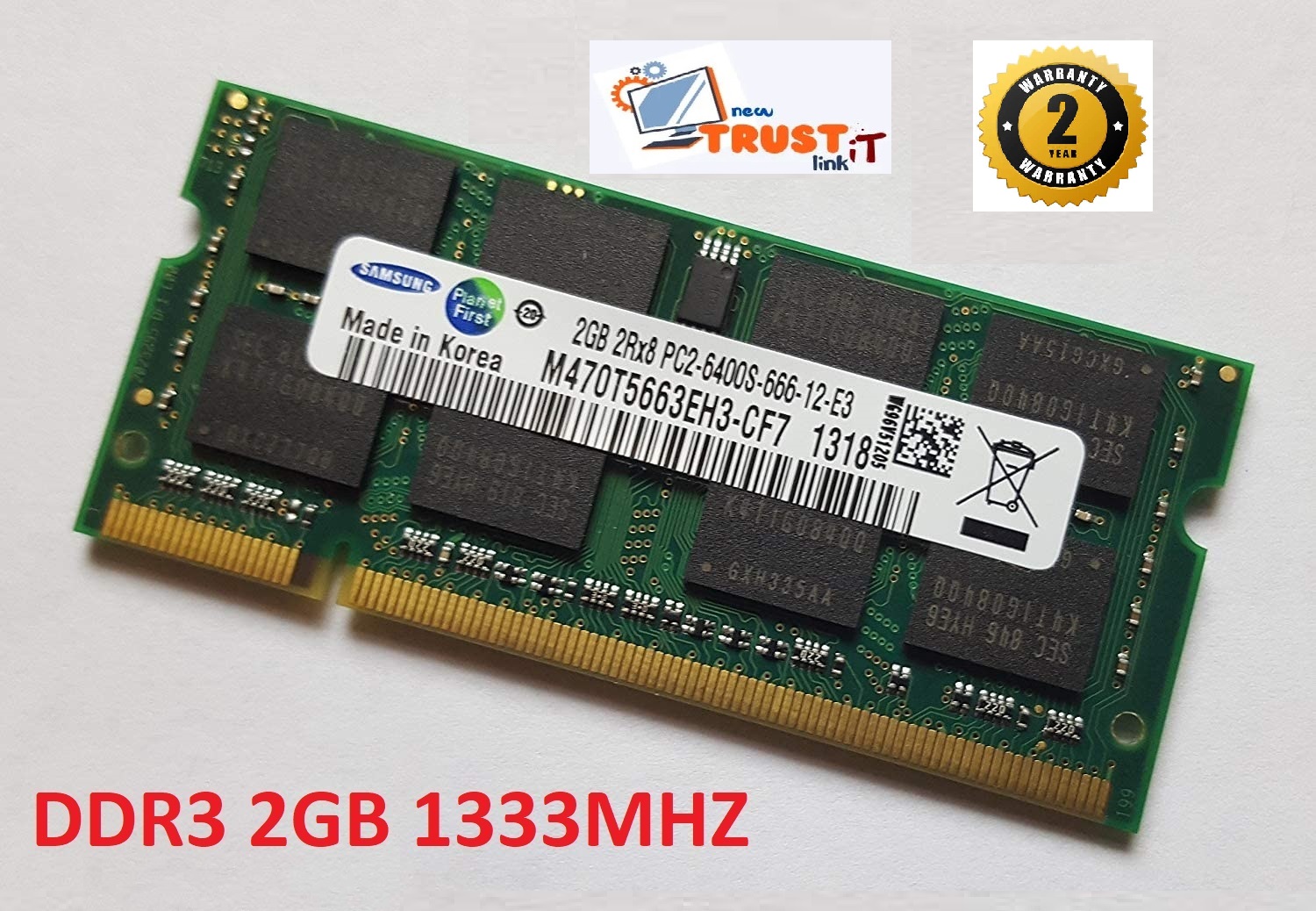 DDR3 2GB Laptop Ram Memory 1333Mhz 1 years warranty (Mixed Brand). 