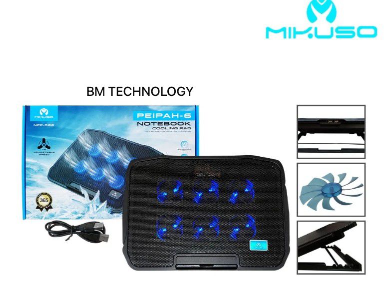 MIKUSO PEIPAH 6  LED FANS SUPER SILENT NOTEBOOK GAMING COOLING PAD (NCP-O66). 