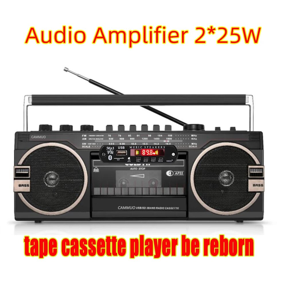 50W 25W Amplifier Bluetooth 5.0 DIY MP3 WAV Decoder Board DC 9V 12V 18V Wireless Car USB MP3 Player TF Card Slot USB FM with Mic. 