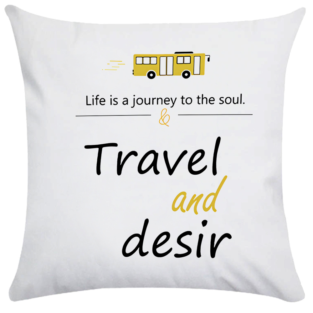 Nordic simple pillow yellow English light bulb pillow case ins square model room living room bedside backrest cover