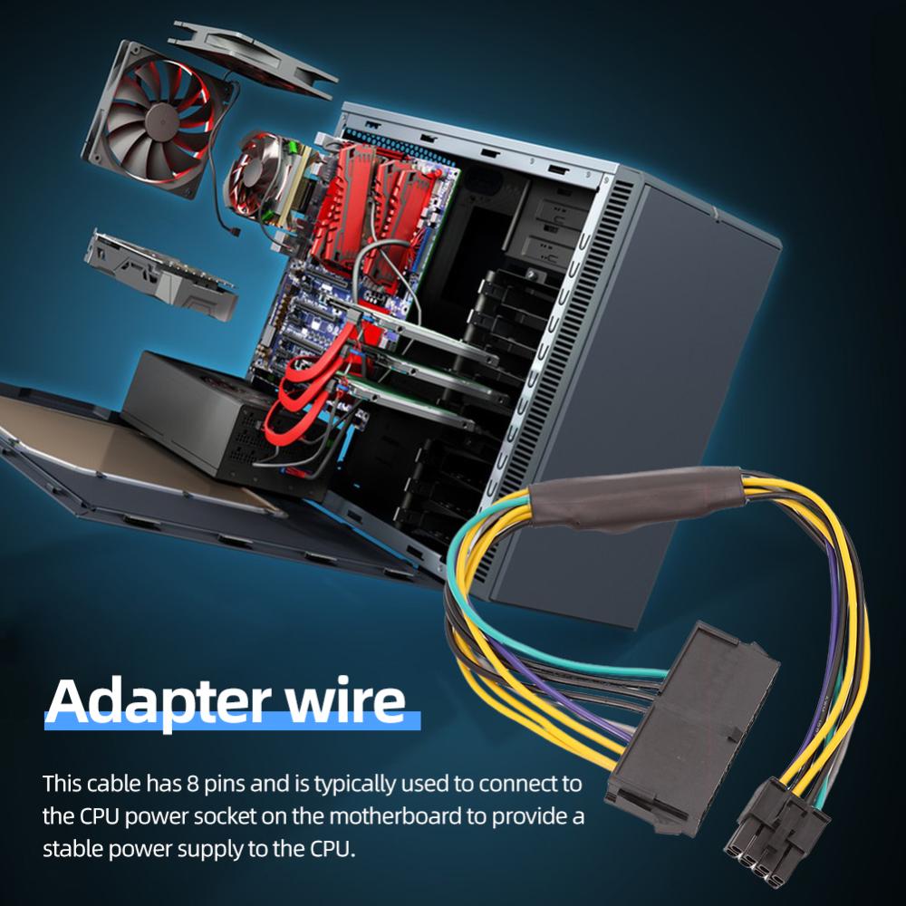 ATX 24Pin To 8Pin Power Cable 30cm Long Electrical Cord Support 1000W Power Line for DELL Optiplex 3020 7020 9020 8-pin. 