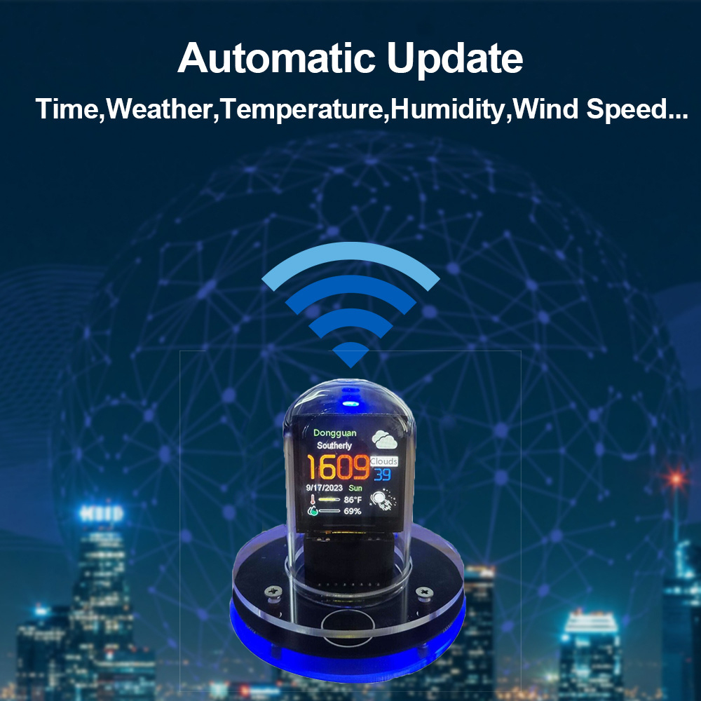 Nixie Tube Clock Smart Wifi Glow Diy Tube Clocks Cyberpunk Style Digital Table Clock Visual Display Changeable Automatic Update. 