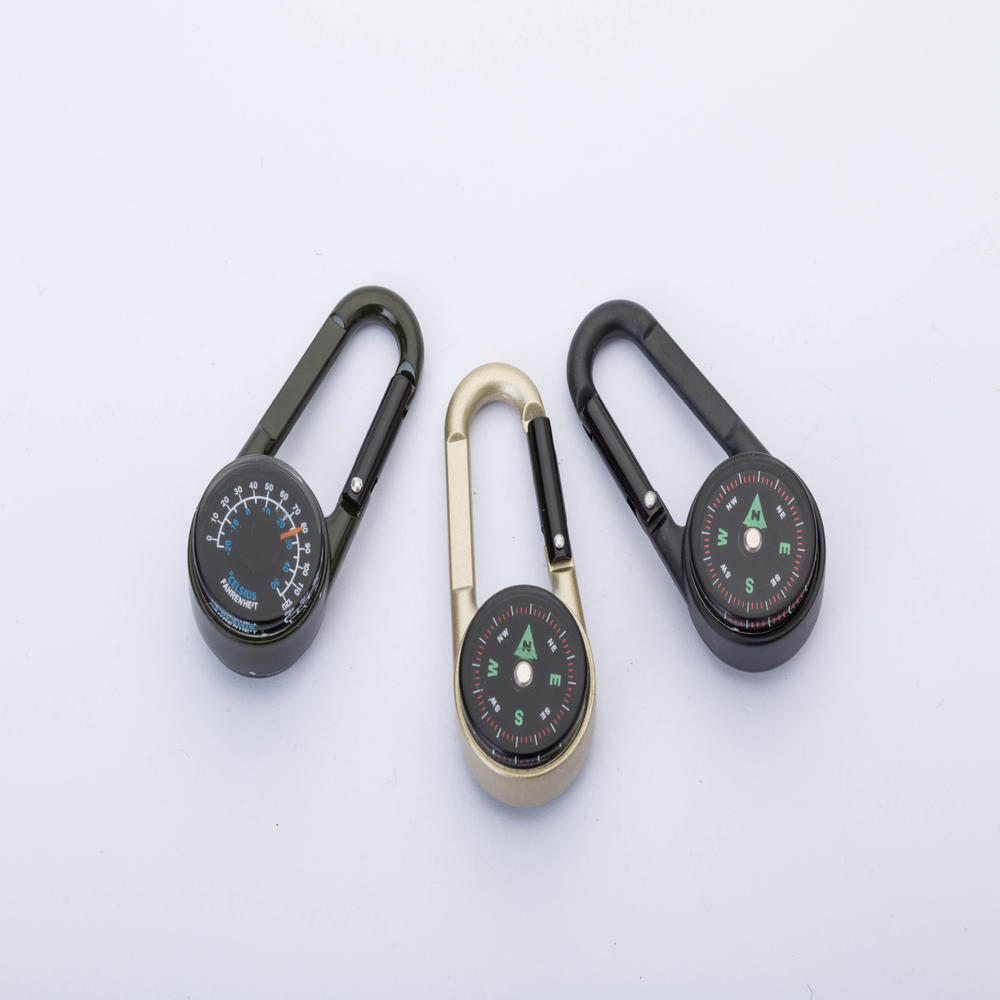3 In 1 Guiding Thermometer Keyring Keychains Mini Compass   Clip 3 In 1 Guiding Thermometer Keyring Keychains Outdoor Hiking Camping Climbing Travelling Mountaineering Buckle Multi Functional Mountaineering Buckle. 