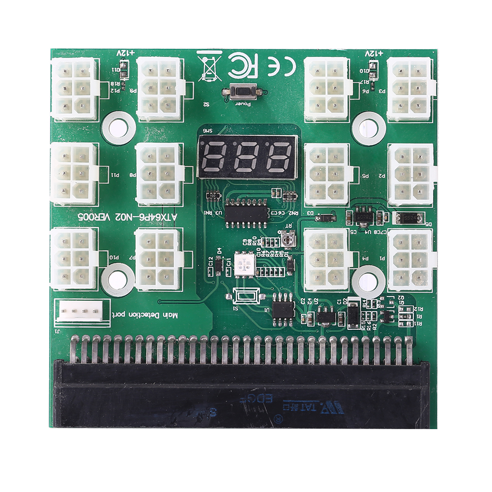 Mining 750W-1200W Server PSU Power Supply Breakout Board Adapter with LED Display 12 Ports PCI-e 6 Pin for DPS-800GB 1200FB 1200