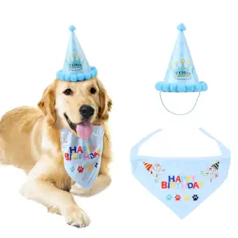 Pet Dog Birthday Bandana Triangle Scarf And Hat Doggie Party