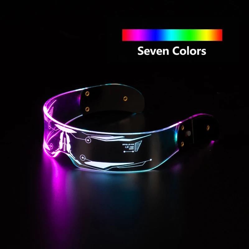 7 Color Decorative Grow Glasses Colorful Luminous Goggles LED Light Up Eyeglasses for Bar KTV Halloween Christmas Birthday Party