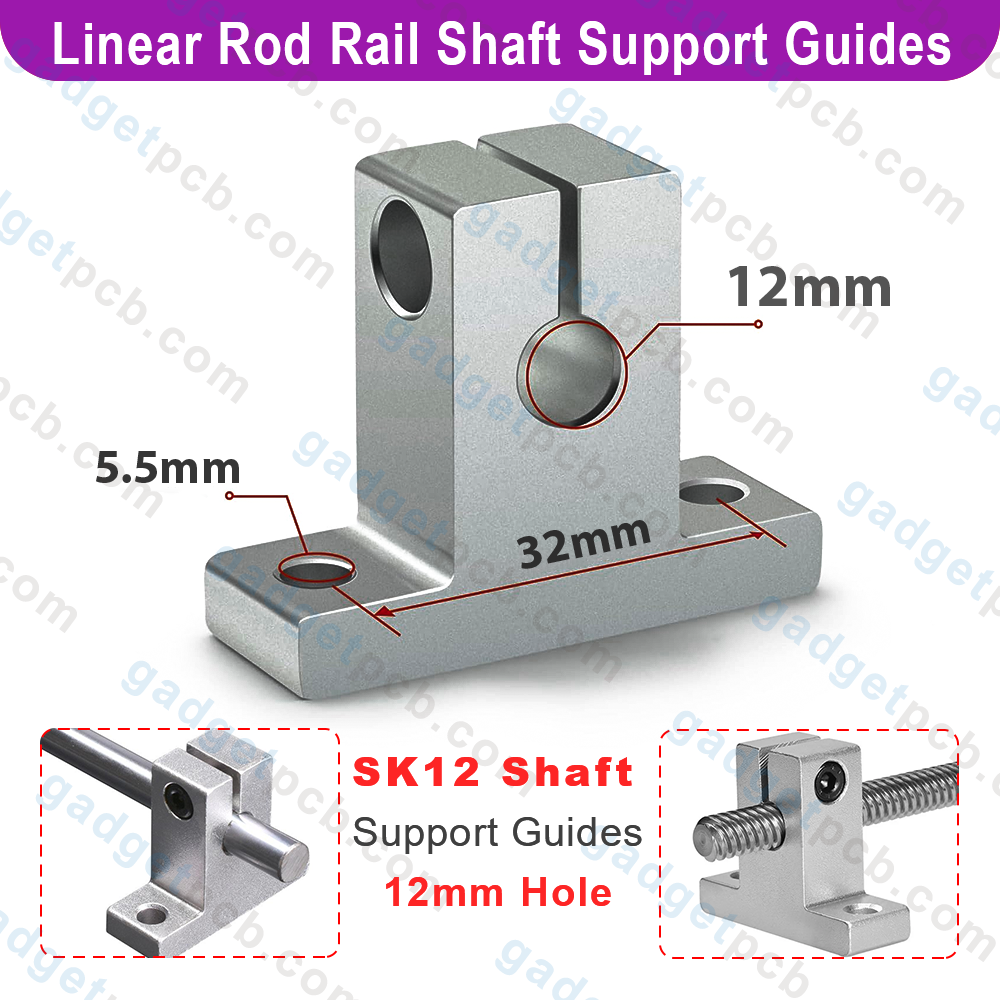 SK12 Linear Rod Rail Shaft Support Linear Motion Guides 12mm Bore for SK12 Shaft Support SK12 Linear Motion Slide Rail Guide Blocks 12mm Hole Shaft Table CNC SK12 Bracket for CNC 3D Printer Parts