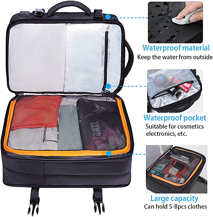 BANGE BG1908D Large Capacity Expandable Multi-Purpose Business & Travel Backpack Laptop Bag for 17.3inch(Black). 
