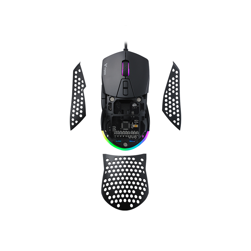 Rapoo VPRO V360 IR Optical Gaming Mouse Adjustable 6200 DPI Porous and ventilated with replaceable trimmings. 