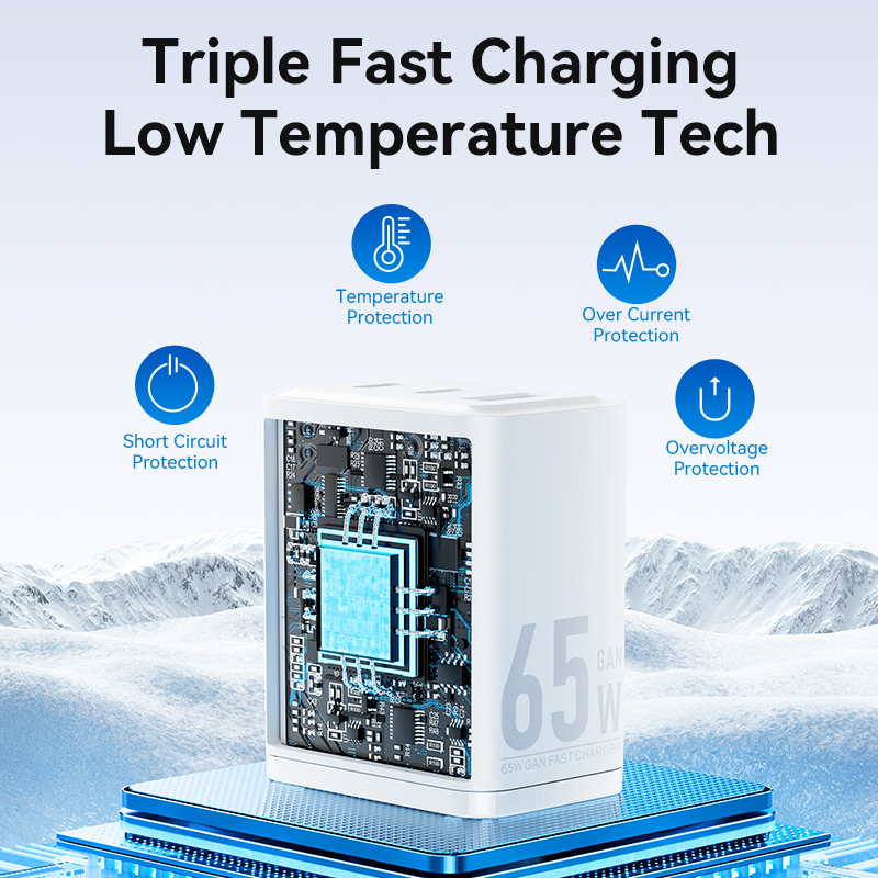Vention 65W GaN 3 Port USB Type C Fast Charger Quick Charge 4.0 3.0 Type C PD USB Charger for iPhone 15 14 13 Pro Max Samsung S23 S22. 