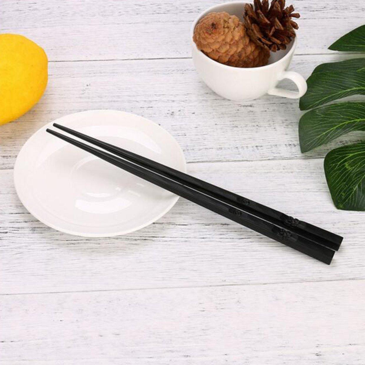 LALA 1 Pair Japanese Chopsticks Alloy Non-Slip Wood Color Sushi Chop Sticks Set. 