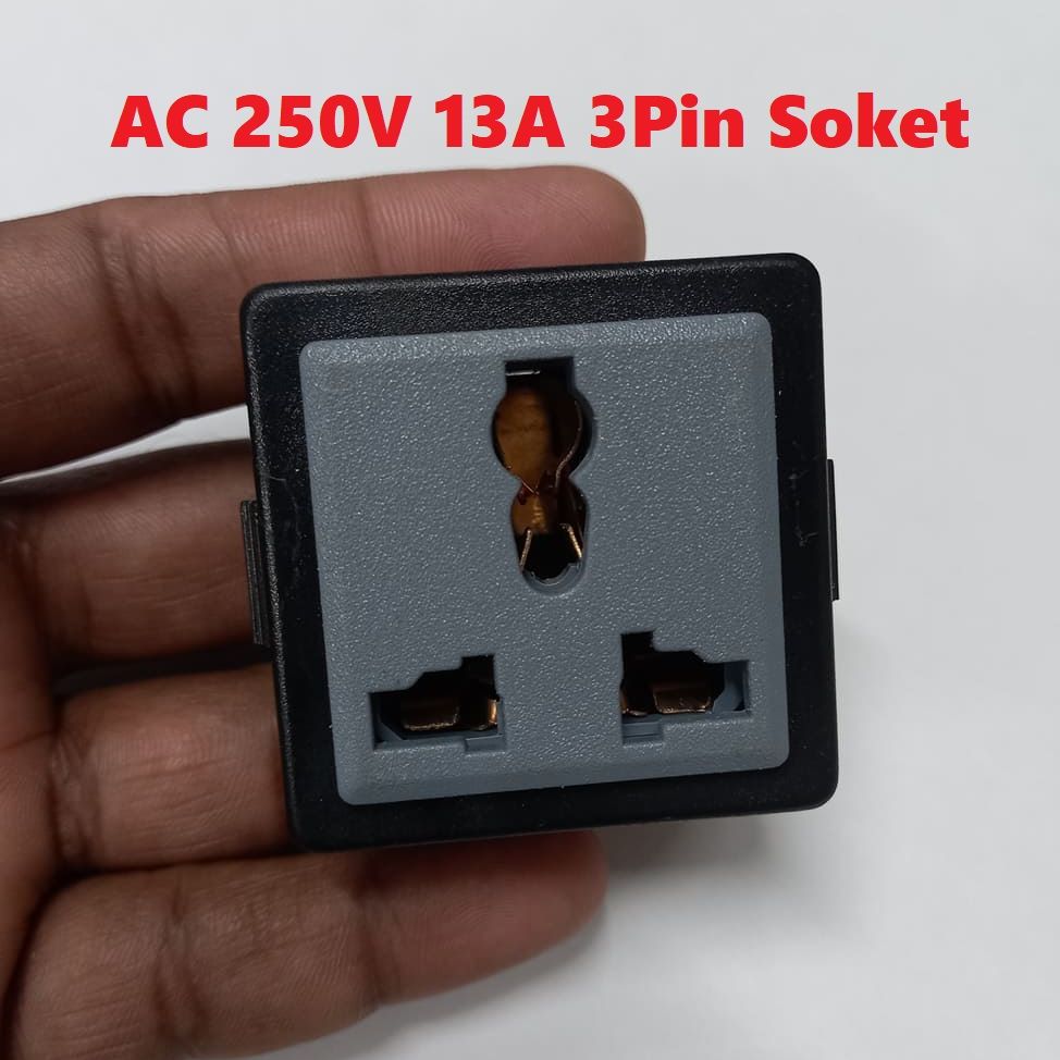 BLACK IPS Socket 3 Pin Panel Mount AC 220V IPS 3 Pin Socket For IPS Power Socket UPS Socket 3 Pin Leads Adapters - Multi Plug - Multi Plug. 