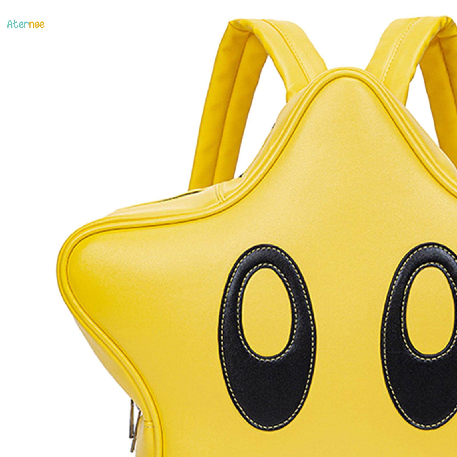 Yellow Star Shape Backpack Bookbag with Adjustable Shoulder Straps Funny Cute Travel Bag 33x12x38cm. 