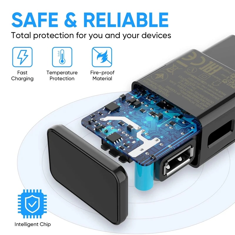 Micro USB Cable Wall Fast Charger for Samsung Galaxy A10 A10S A01 M01 J8 J730 J7 J6 J5 A6 A750 Adaptive Mobile Phone Charging. 