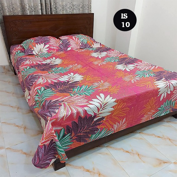 Cotton King Size Bed sheet - 3 pis Set- Multicolour King Size Bedsheet , Bed Sheet , Bedding, Double Size Bedsheet , Boro Bichanar Chador IS 10