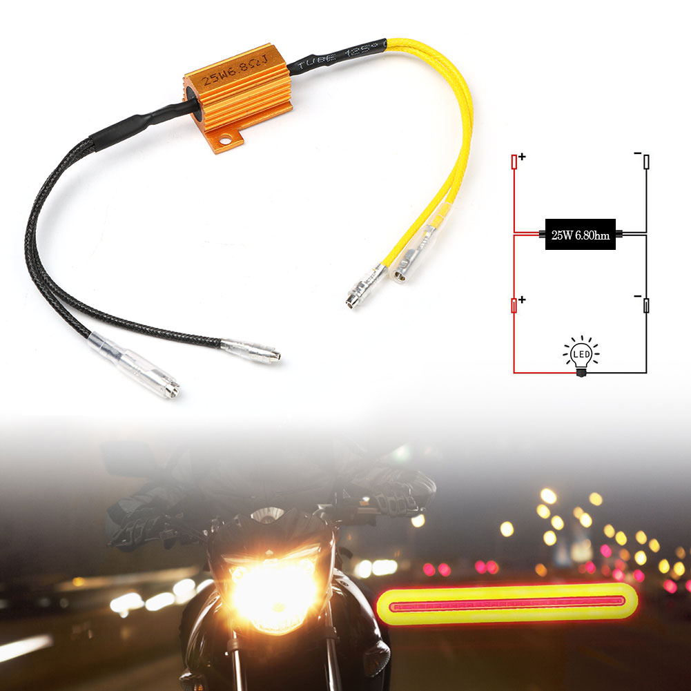 FG 1Pair 25W 6.8Ohm Moto Resistance Power Resistor Load Decoding Resistor for LED Mini Turn Signal Flash Light Repairing Parts