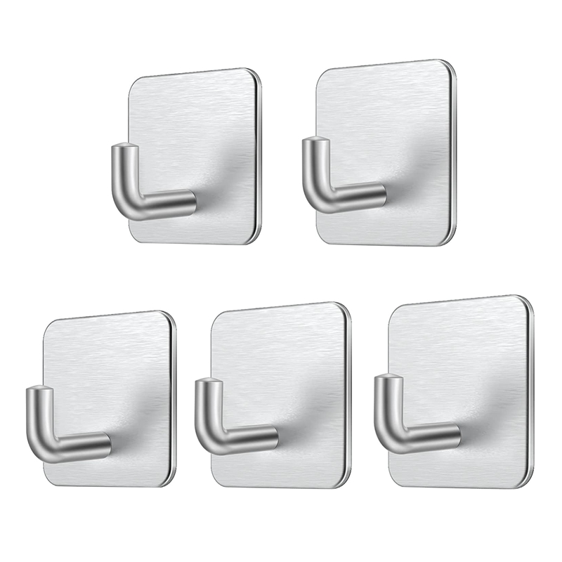 4 Rooms, Self Adhesive Towel Hook, Black, Bathrobe Wall Stainless Steel