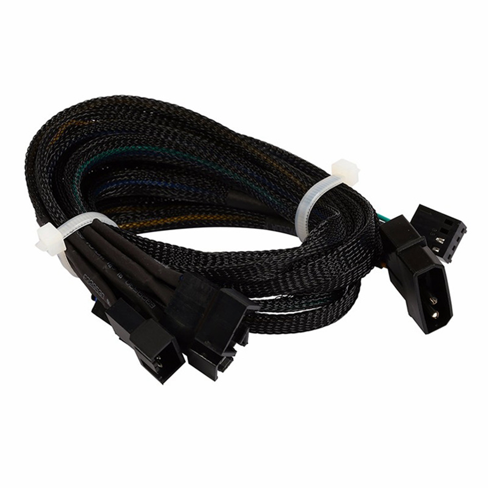 Black Net Sleeved IDE Molex to 4-Pins PWM CPU Case Cooling Fan Splitter Hub Power Adapter Cable, Molex to PWM. 