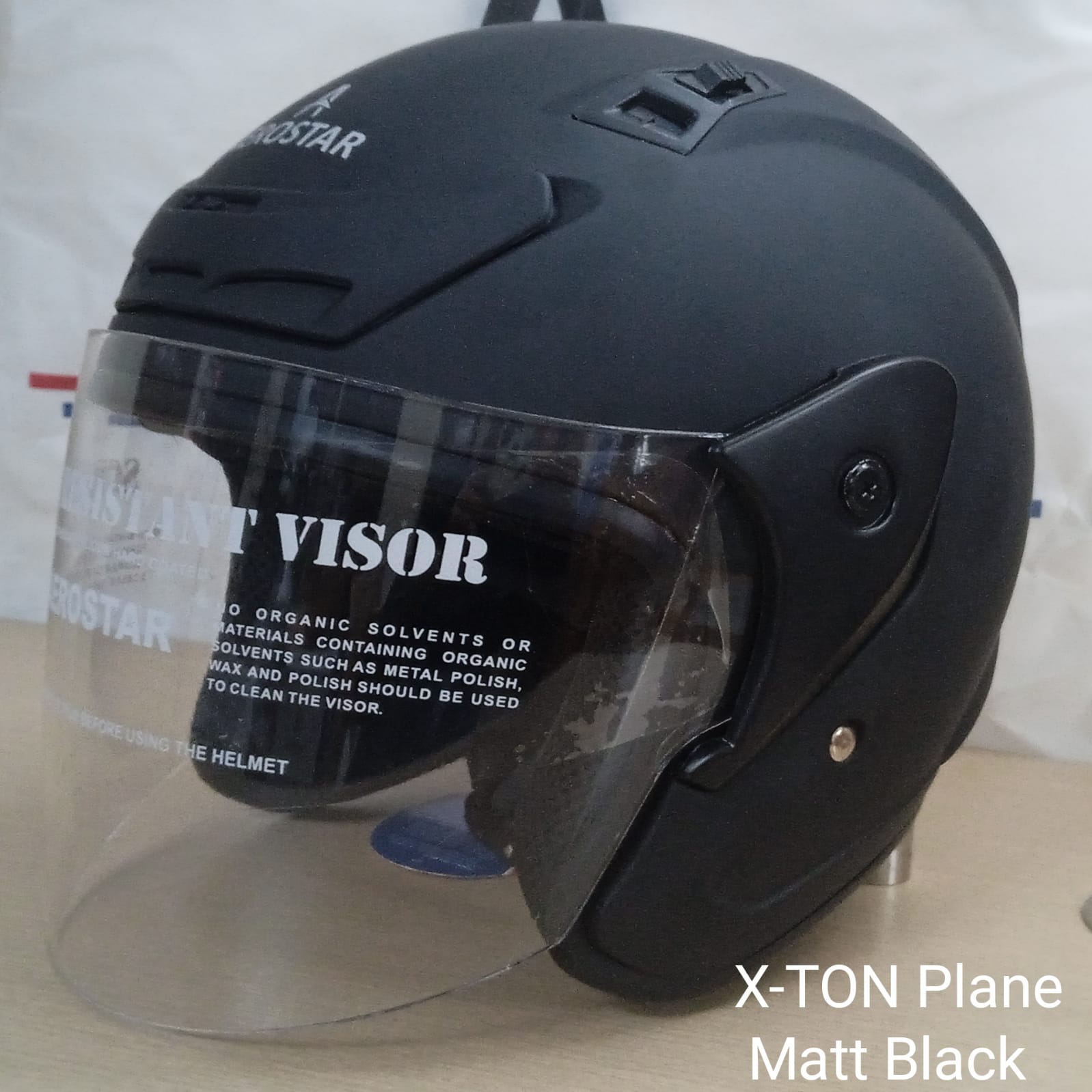 Aerostar matt plain half face black X-TON