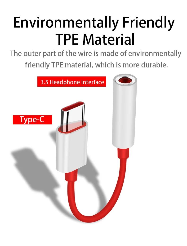 Original Oneplus Type C To 3.5mm Cable One Plus Usb C To 3. 5 Jack Aux Audio Adapter One plus 12 Open Nord CE 3 10 11 9t 9 Pro 8. 