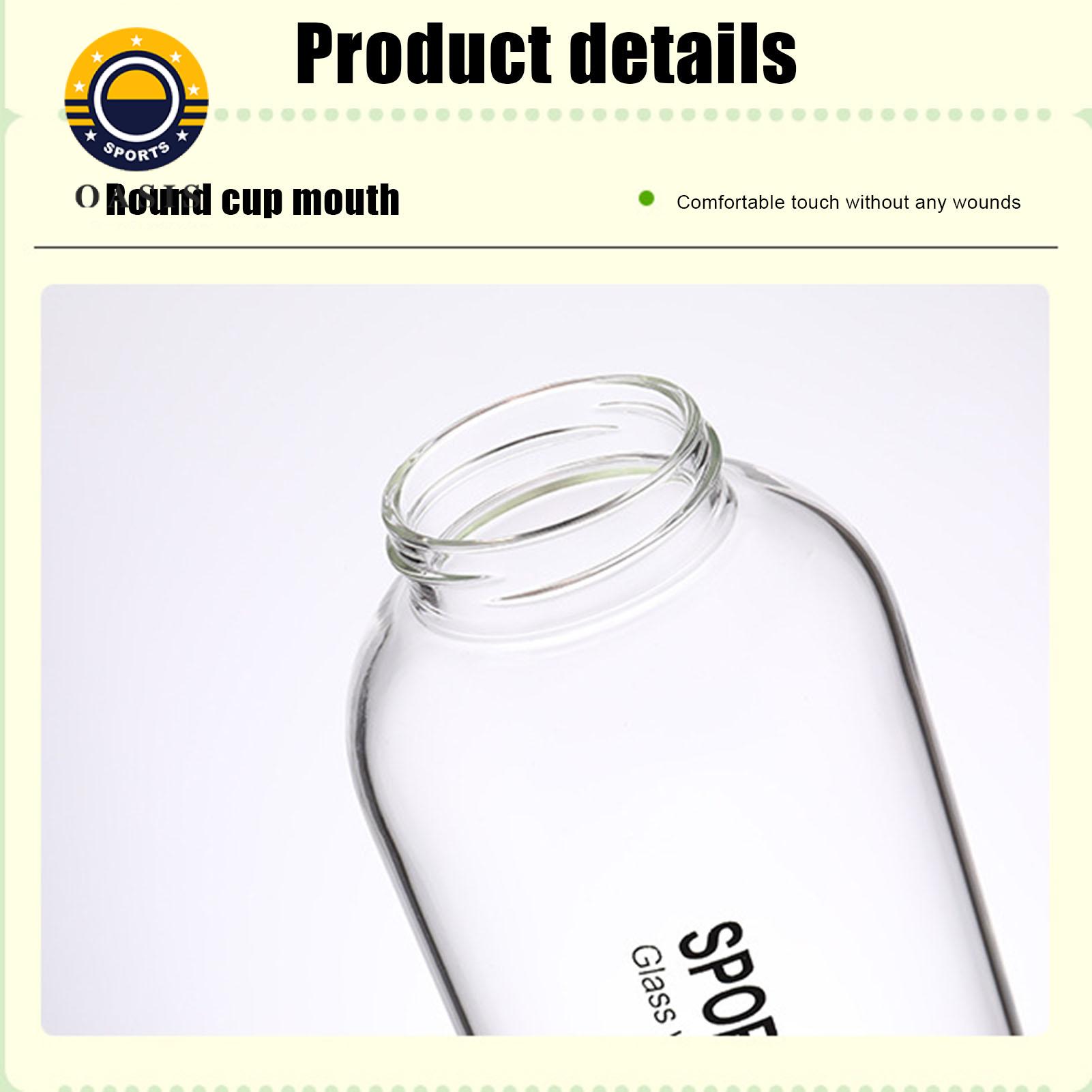 Oasis Large Capacity Water Bottle Premium Borosilicate Glass Water Bottle Bpa Free Leakproof Wide Mouth Drinking Kettle with Lid Heat-resistant Food Grade. 