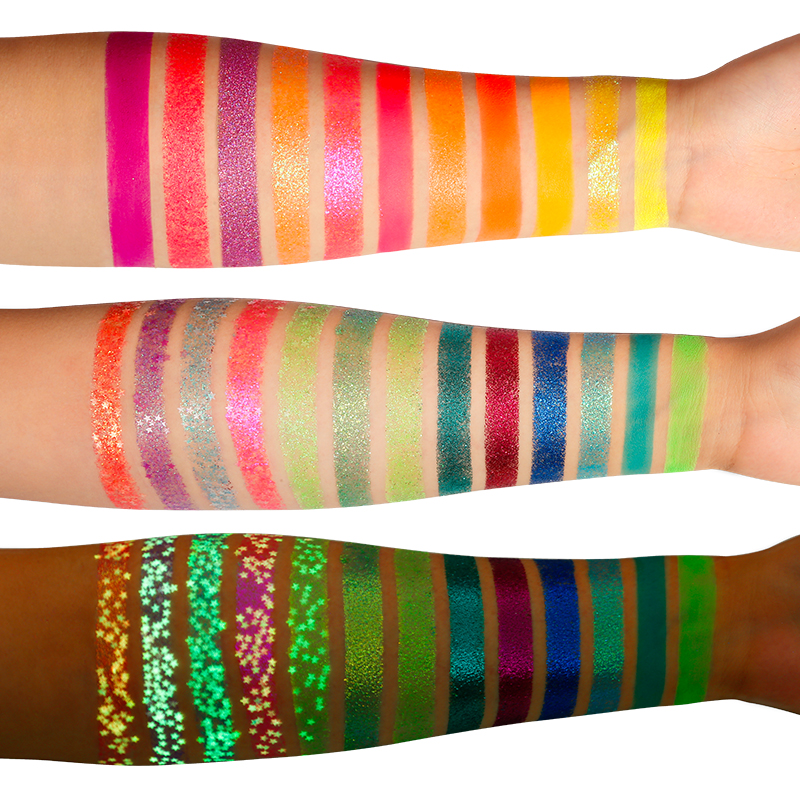 DE'LANCI Neon Glow in Dark Eyeshadow Pallet ,Aurora Stage Clubbing Makeup Kit ,Blacklight UV Fluorescent Eye Shadows Color. 
