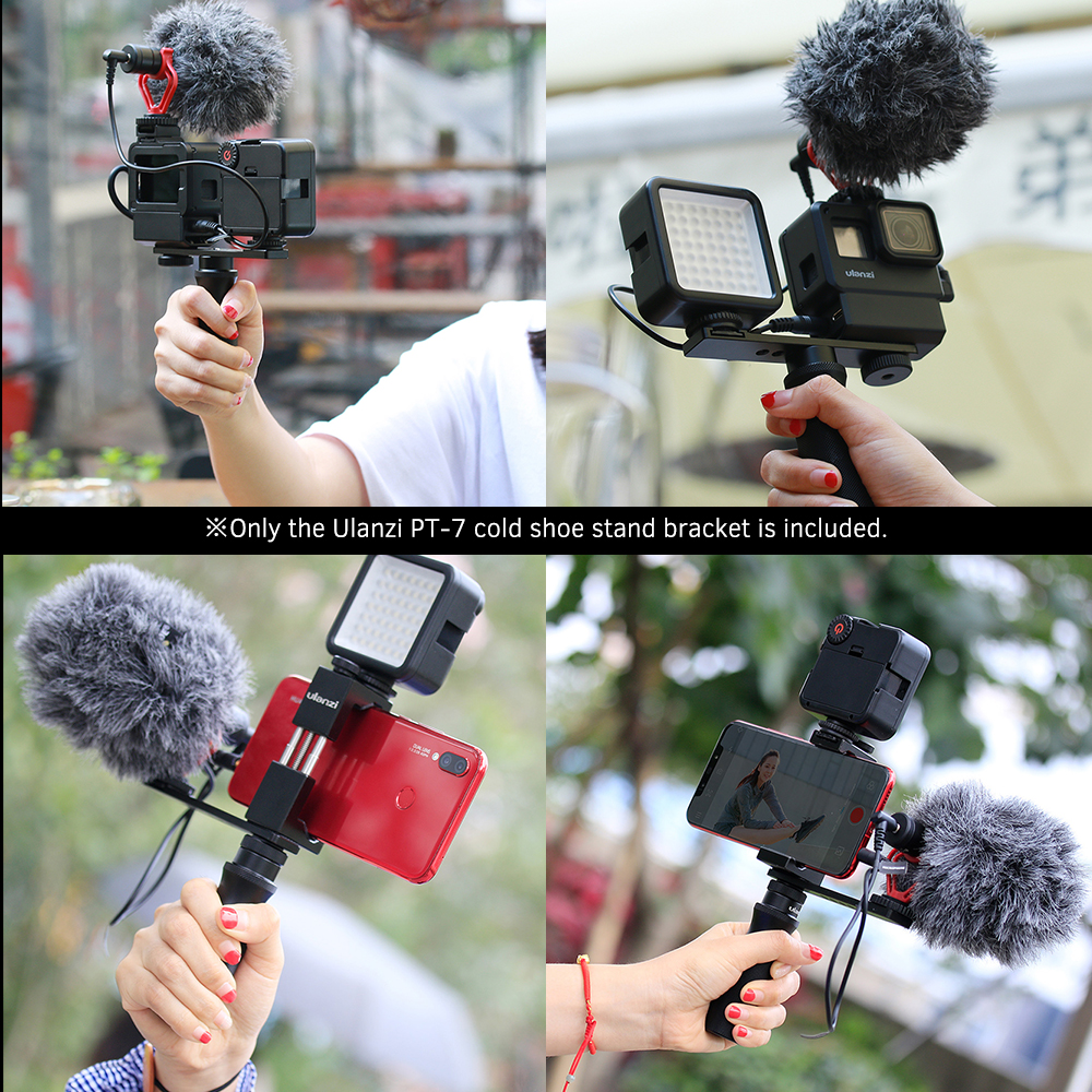Ulanzi Pt-7 Cold Shoe Stand Bracket Vlogging Microphone Extension Plate With 1/4 Inch Tripod Screw. 