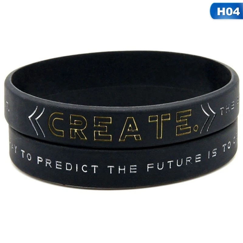 New Inspiring Bracelets Motivational Be yourself, Change The World Create Dream Inspirational Silicone Wristband Rubber Bracelet. 