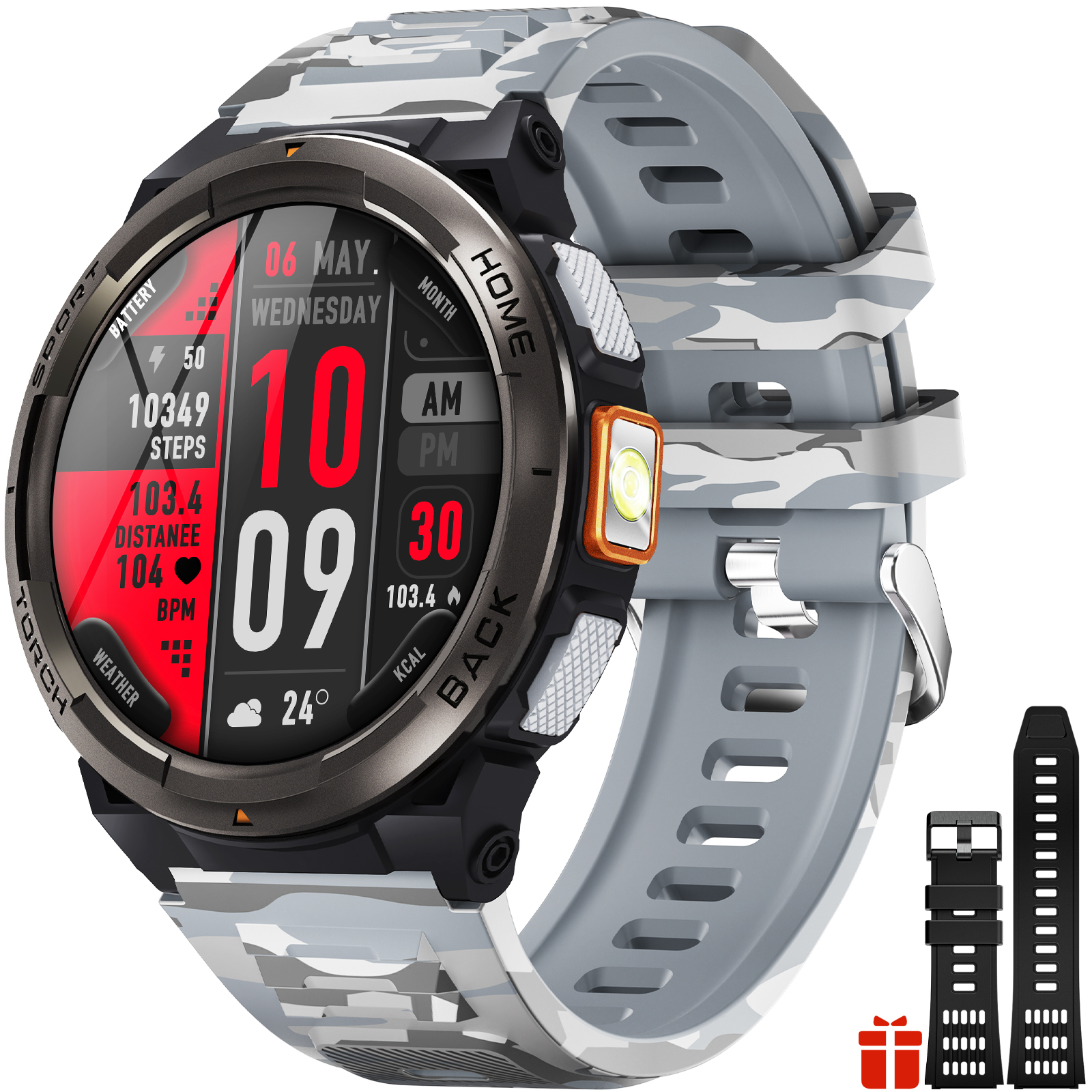 EIGIIS Smart Watch KE5 2024 3ATM Waterproof Original Design Sports Watch With Compass And Altitude Barometer LED Flashlight Call