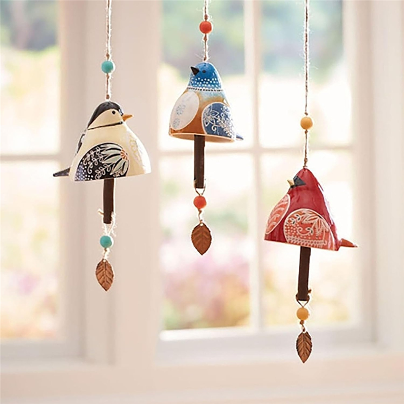 FORIDE Bird Song Bell Garden Decoration Bird Song Bell Wind Chime Music Hanging Wind Chimes Chimes Bird Song Hanging Bell,E. 
