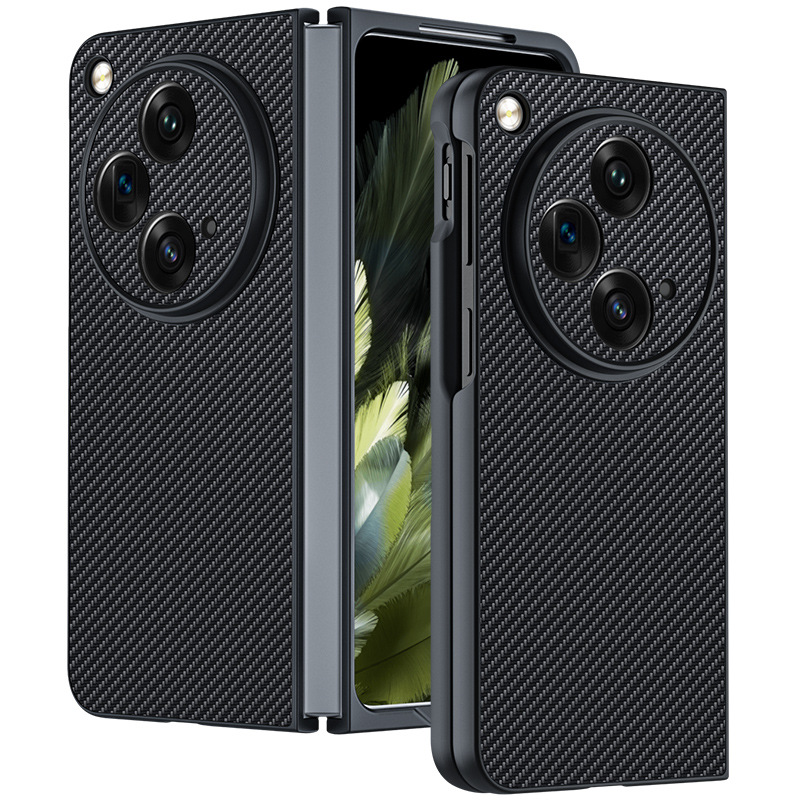 Applicable OPPOFindN3 Mobile Phone Shell Carbon Fiber Kevlar Pattern OnePlus One plus OPEN Protective Case Leather Case. 
