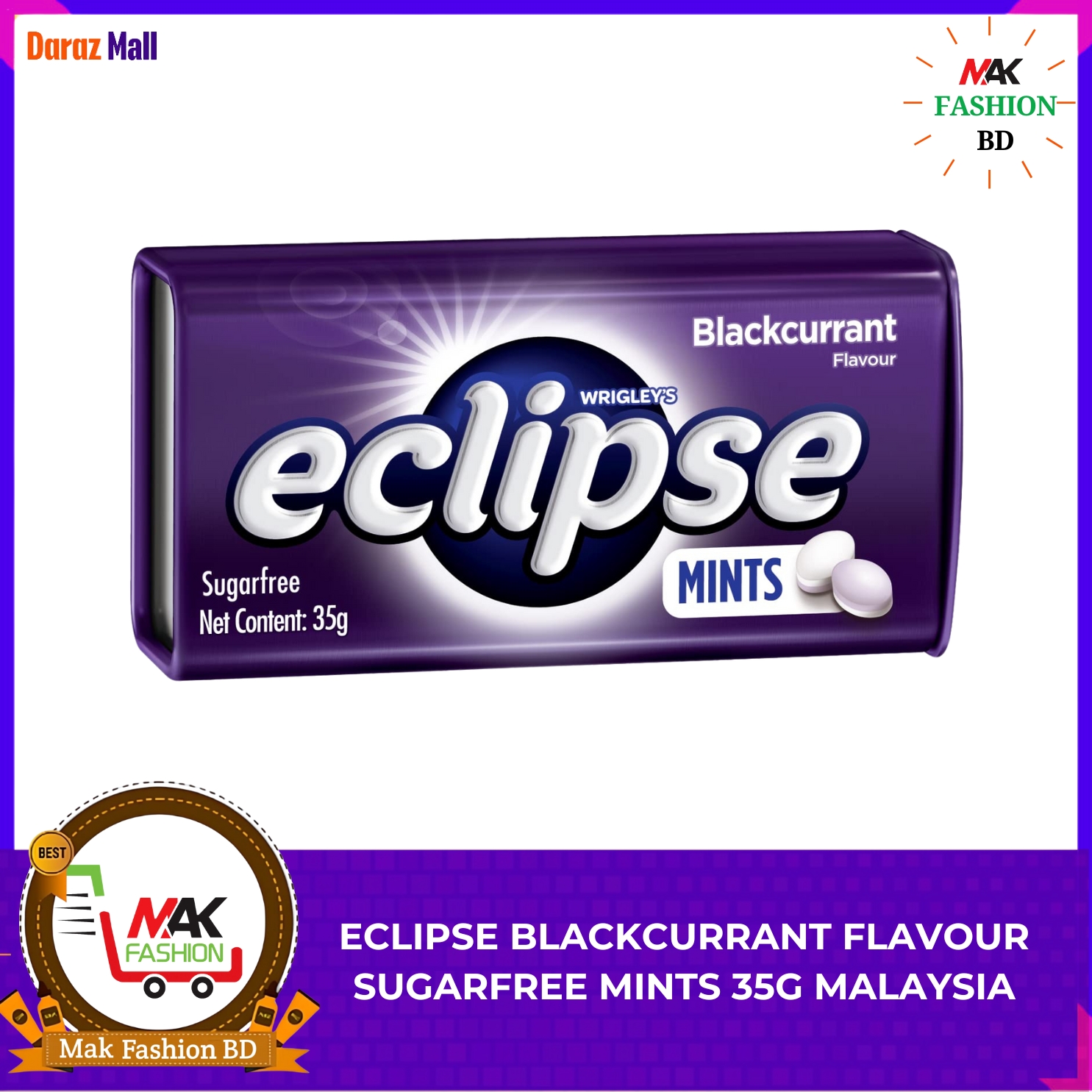 Eclipse Blackcurrant Flavour Sugerfree Mints 35g MALAYSIA