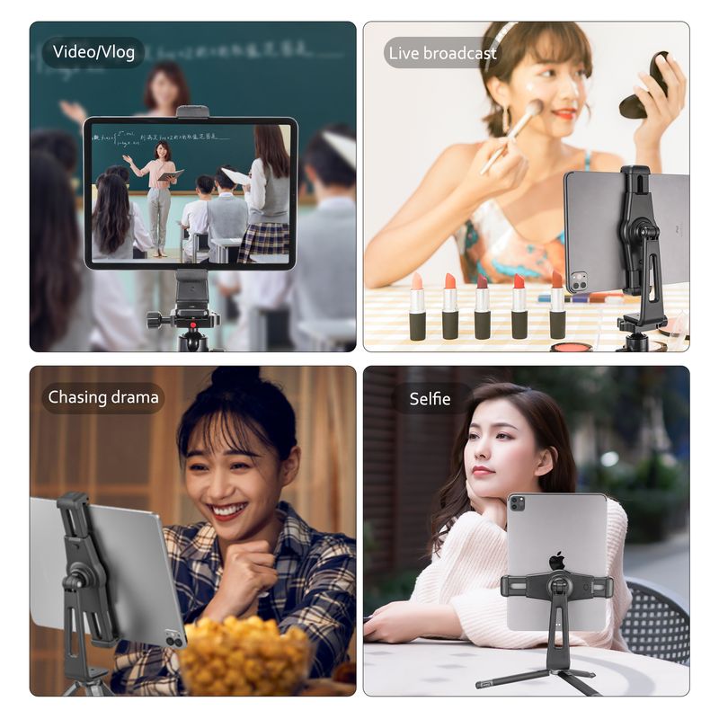 Ulanzi ST-20 Universal Tablet Phone Tripod Mount Tilt Adjust 360°Rotating Stand Holder for iPad Mini Air Pro iPhone Galaxy Vlog. 