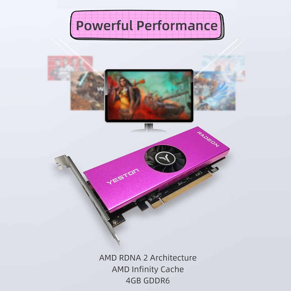 Yeston RX6400-4G graphics card 4K output - purple. 