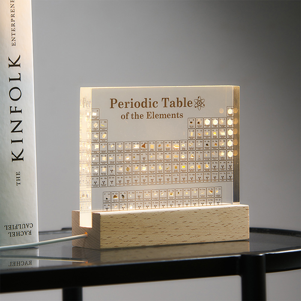 Acrylic Periodic Table Of Elements With Samples With The Light Base Ornament School Teaching Display Chemical Element - Innovative Design. 