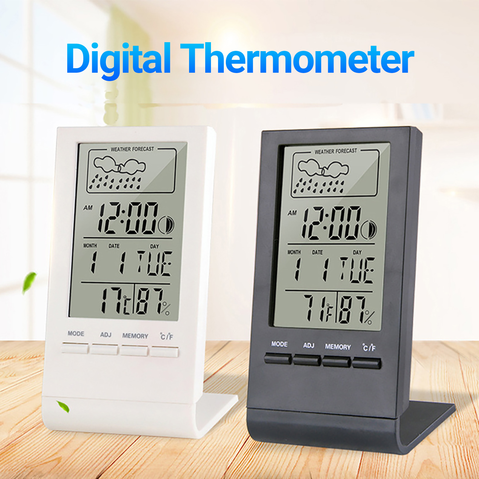 Digital Thermometer Large Screen High Precision ABS Indoor Temperature Humidity Meter for Weather Station. 