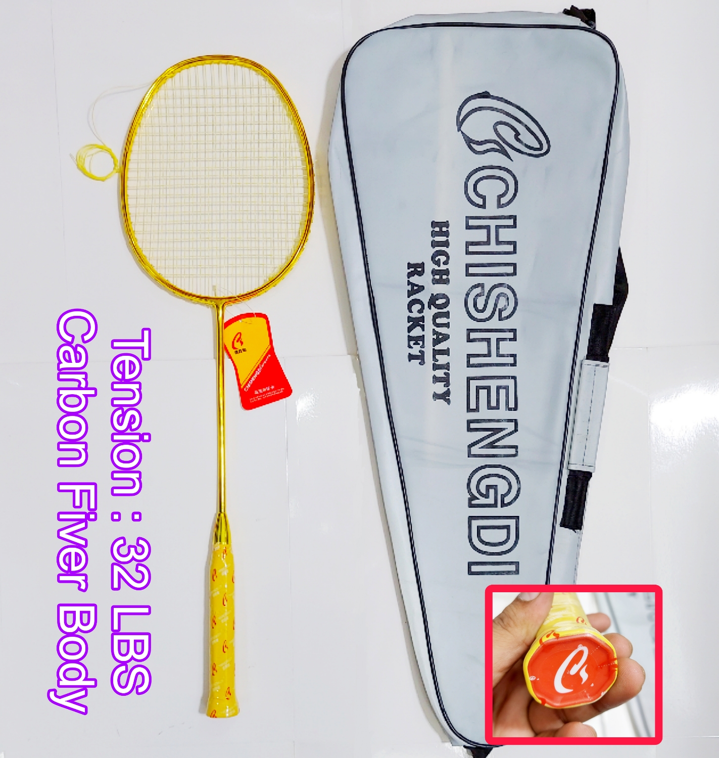 CHISHENGDI Badminton Racket 32 LBS Mashing Gadding With Yonex BG 65 String Fully Complete - Best Price in Bangladesh