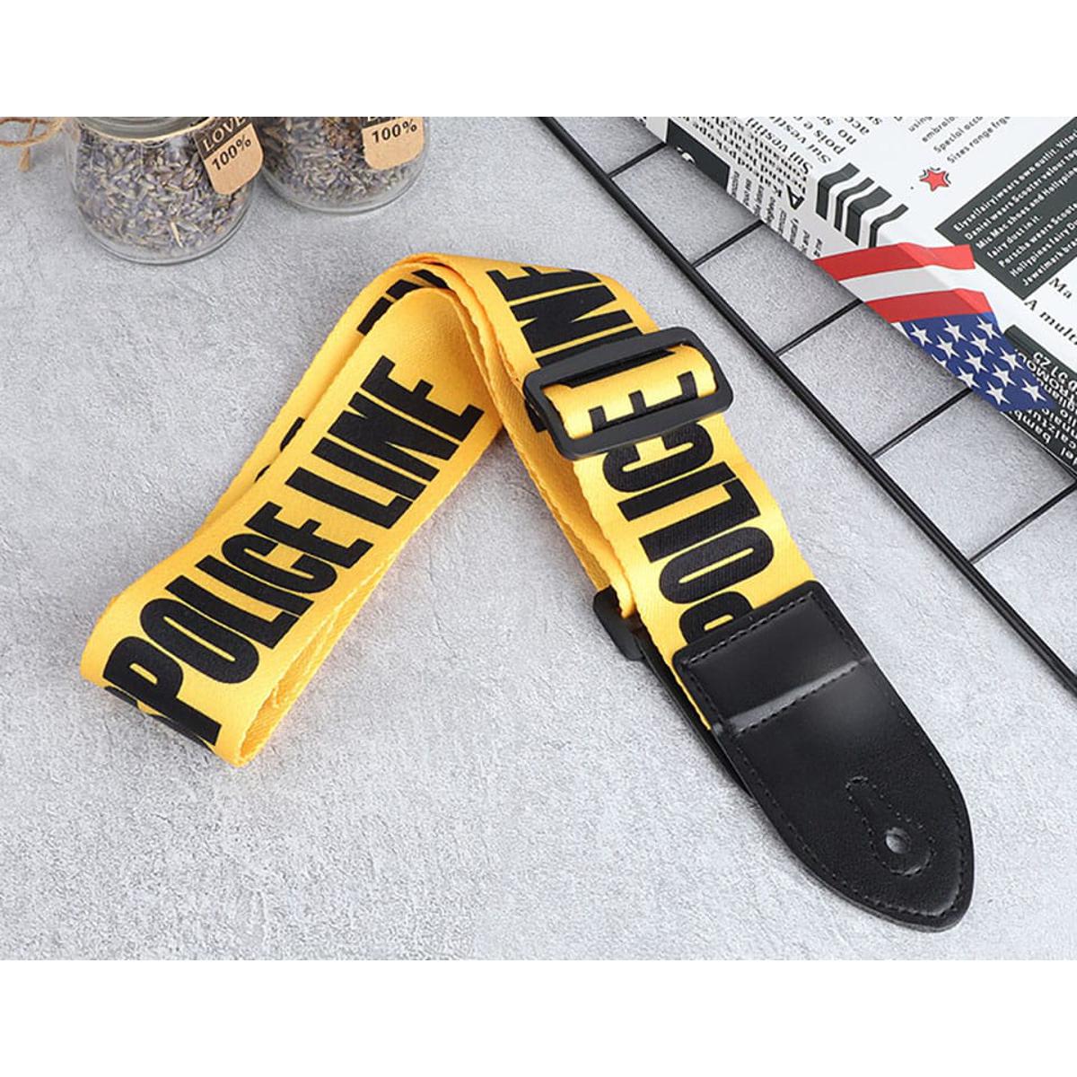 Yellow Adjustable Polyester Guitar Belt Guitar Strap with PU Leather Ends for Electric Bass Acoustic Guitar Parts Accessories