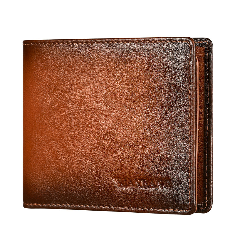 2023 ew en's Wallet ead Layer Leather Anti theft Card Swipe FI Leather Wallet Foreign rade. 