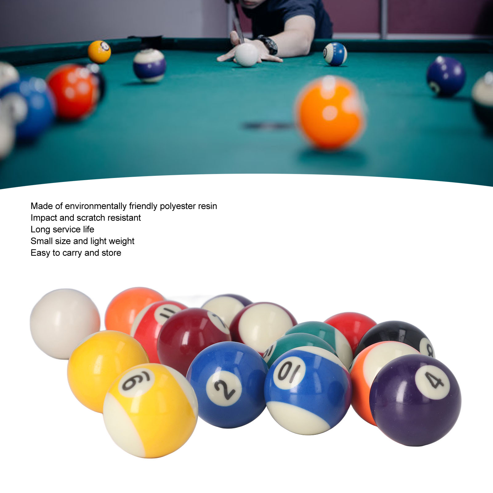 16pcs Mini Pool Balls American Style Multiple Colors 1.5inch Resin Pool Table Balls for Game Rooms Recreation Games. 