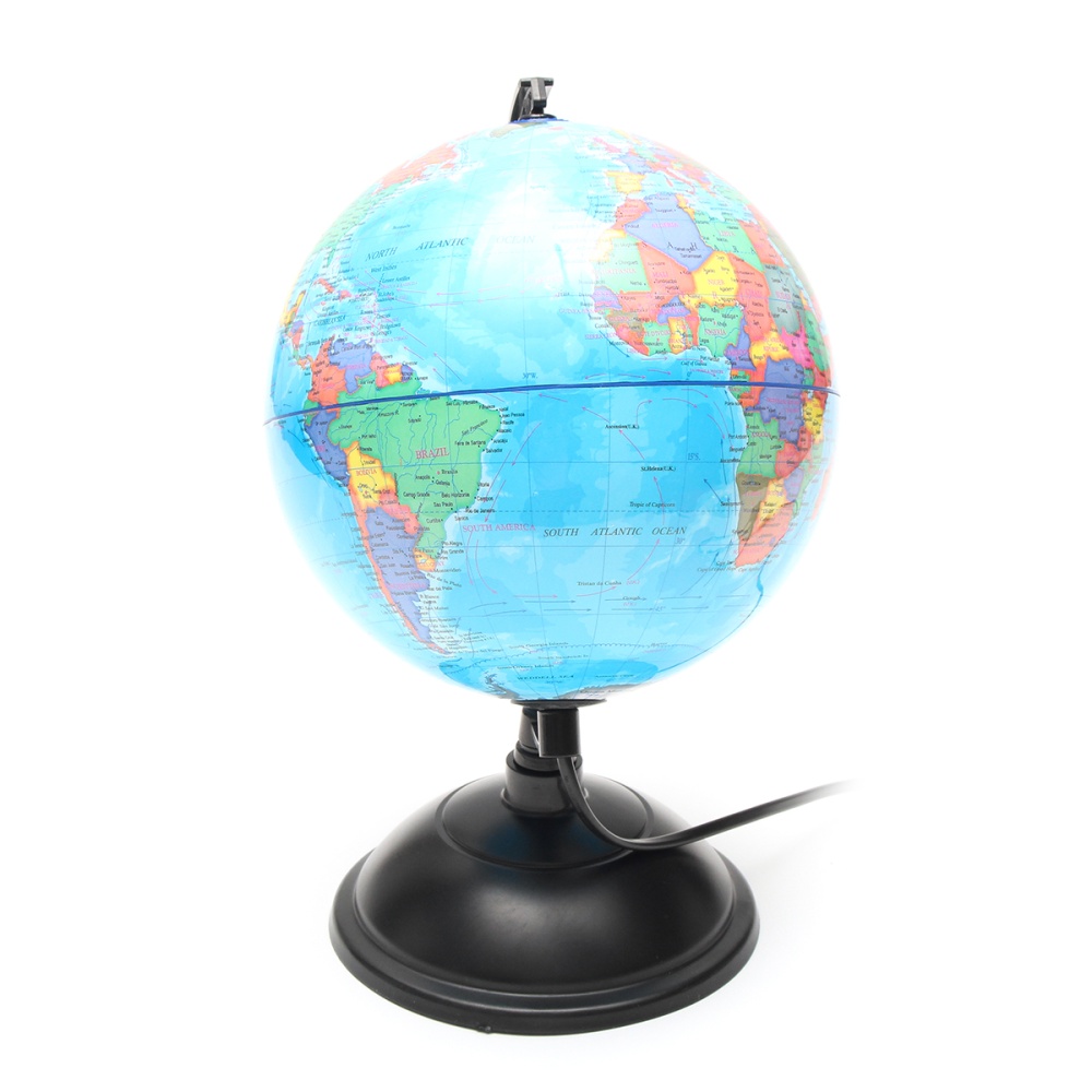 LED WORLD GLOBE Rotating Swivel Map of Earth Atlas Geography. 