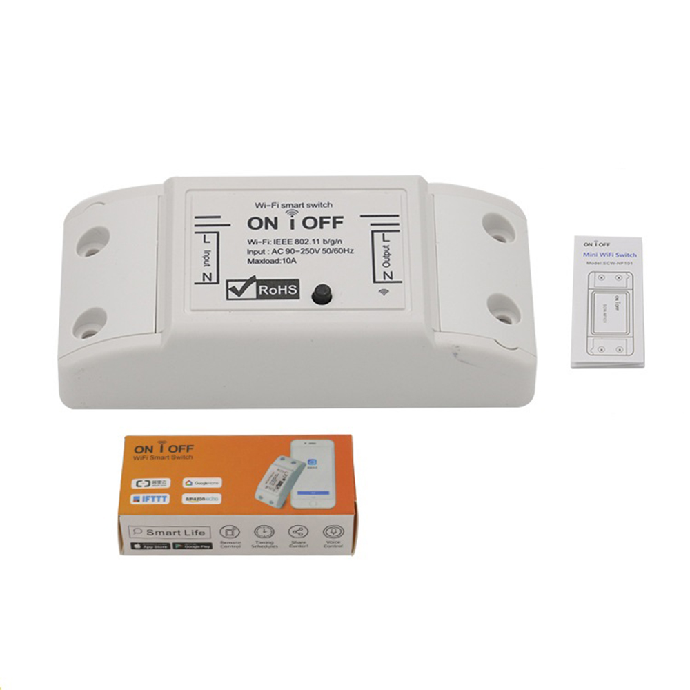Tuya WiFi Smart Switch 10A/2200W Wireless Remote Switch Timer APP Control Smart Home -White. 