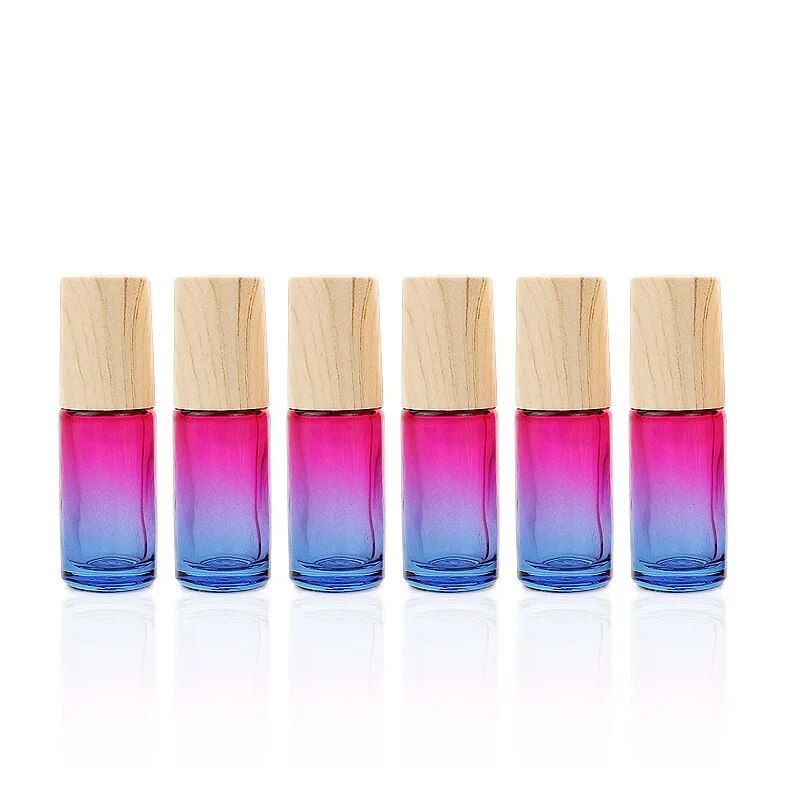 5/10/20/30/50pcs Thick Glass Roll On Bottles 5ml Gradient Color Empty Bottle Roller Ball Bottle For Essential Oil Travel Kit. 