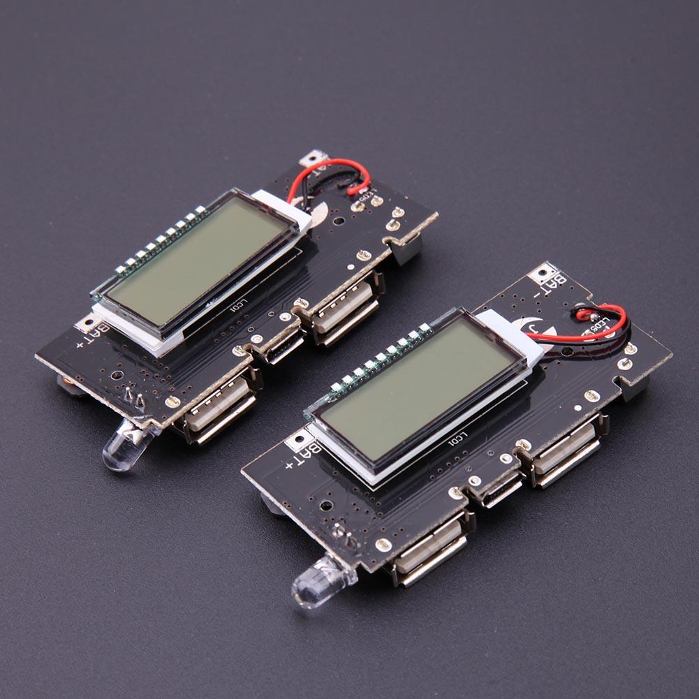 BLACK Power Bank Circuit With LCD Display Input DC 5V 2A Micro USB Socket Output DC 5V 2.1A 1A Dual USB Flash Light & BMS Protection Lithium Battery 3.7V 18650 Battery Mobile Smart Phone Charging Module. 