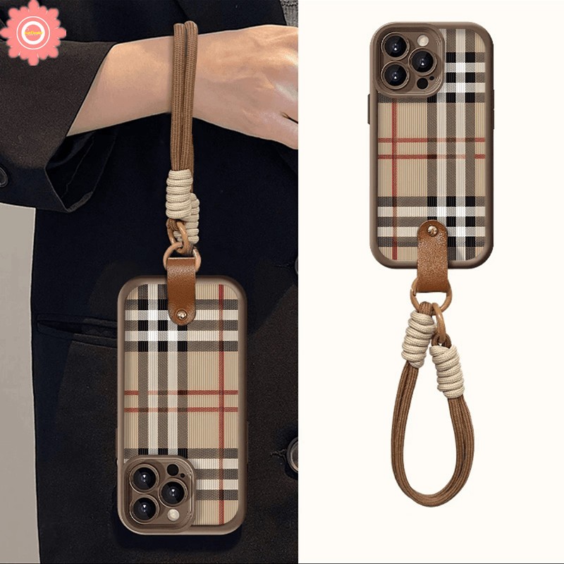 Retro Simple Luxury Grid Pattern Case for Redmi 13 10C 13C A1 12C 9C NFC 12 9 10A 9T 9A A2 Note 11 9 12 10 8 11s 10s Pro Max Poco M3 X5 Mi 12 11 Lite Lanyard Angel Eyes Soft Cover. 
