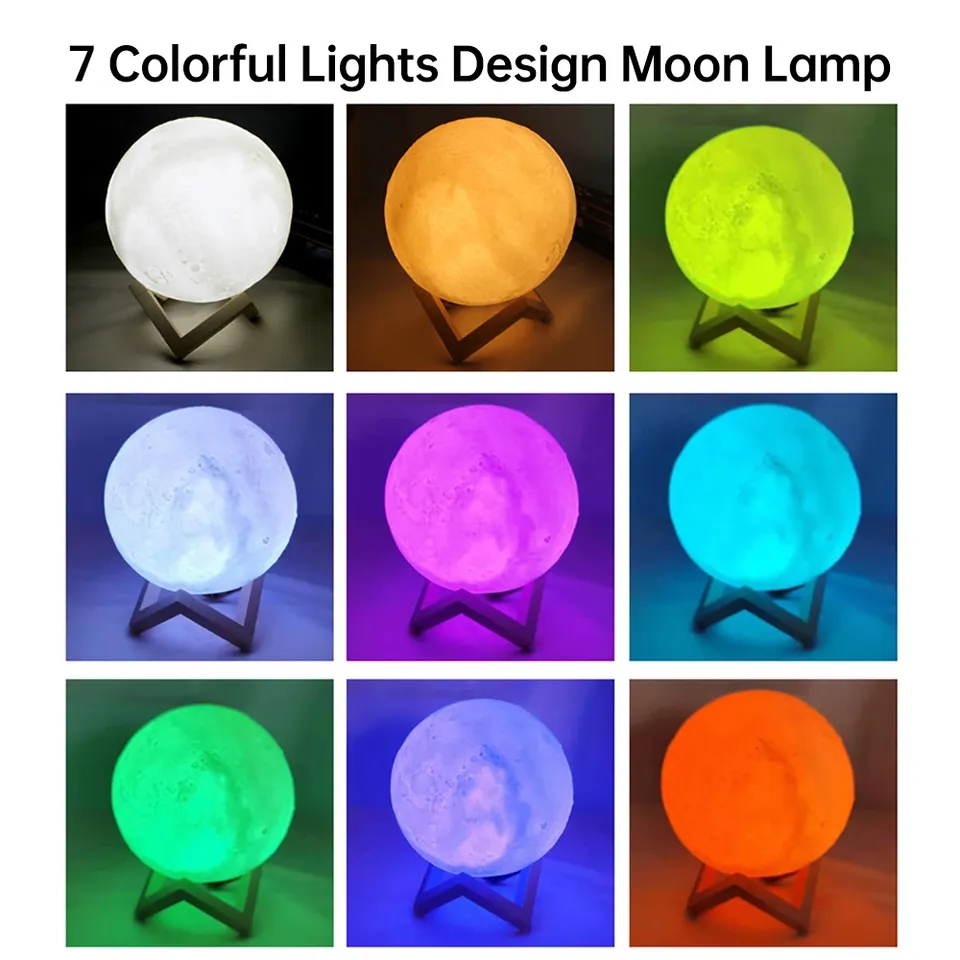 3D printed Galaxy Lamp and Moon Lamp for room lighting. 