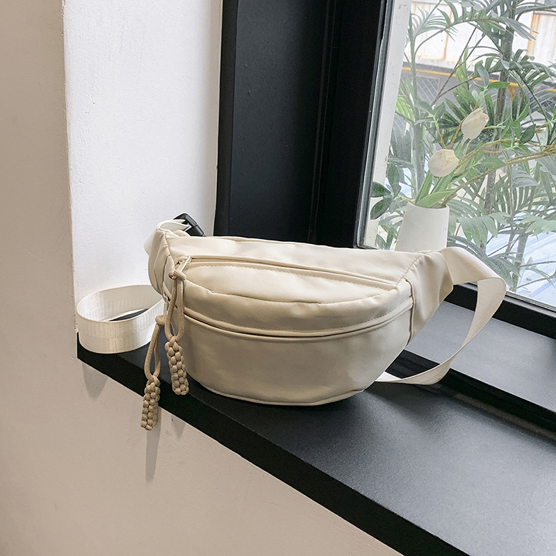 Trendy and versatile Korean version crossbody bag women's simple solid color foreign zipper chest bag casual wide strap shoulder bag bag women