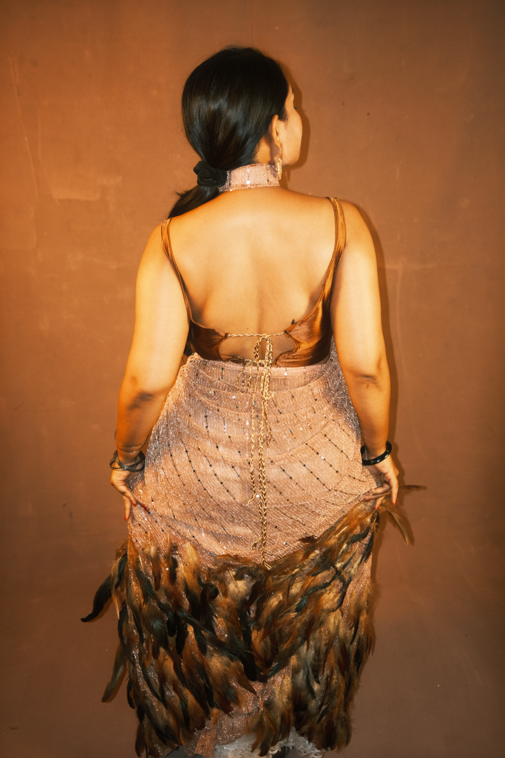 Designer's Feather Ready Made Pre-Pleated Net Saree ( Ready Made Sharee). 