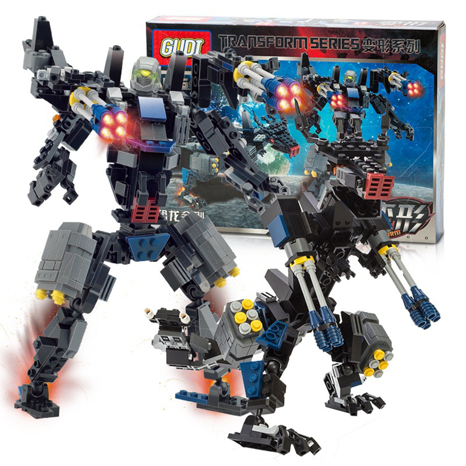 1 Set Exquisite Building Toy Promote Ability ABS Robot Dinosaur Cartoon Deformation Model for Kids. 