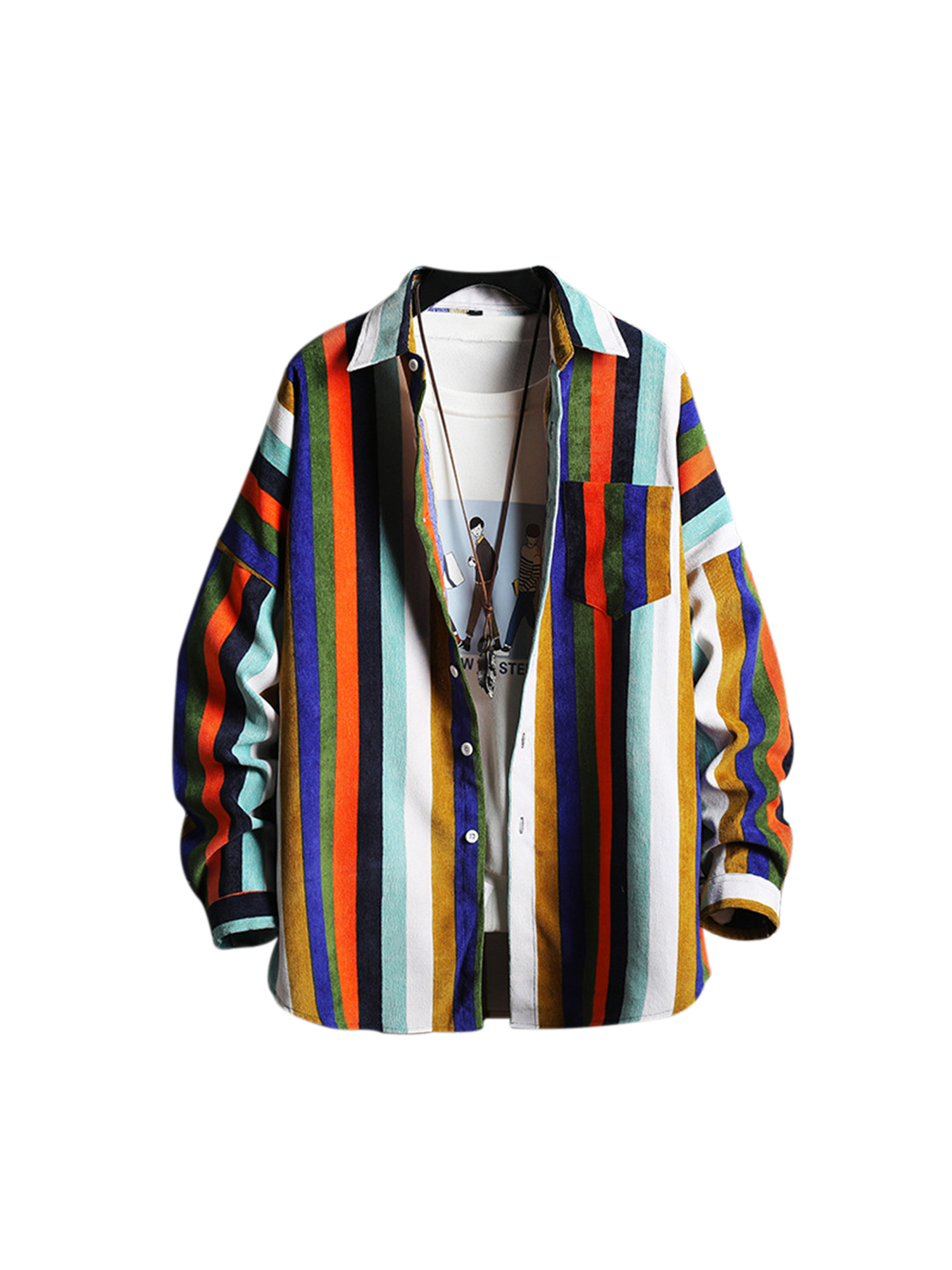 Contrast Color Striped Shirts 
